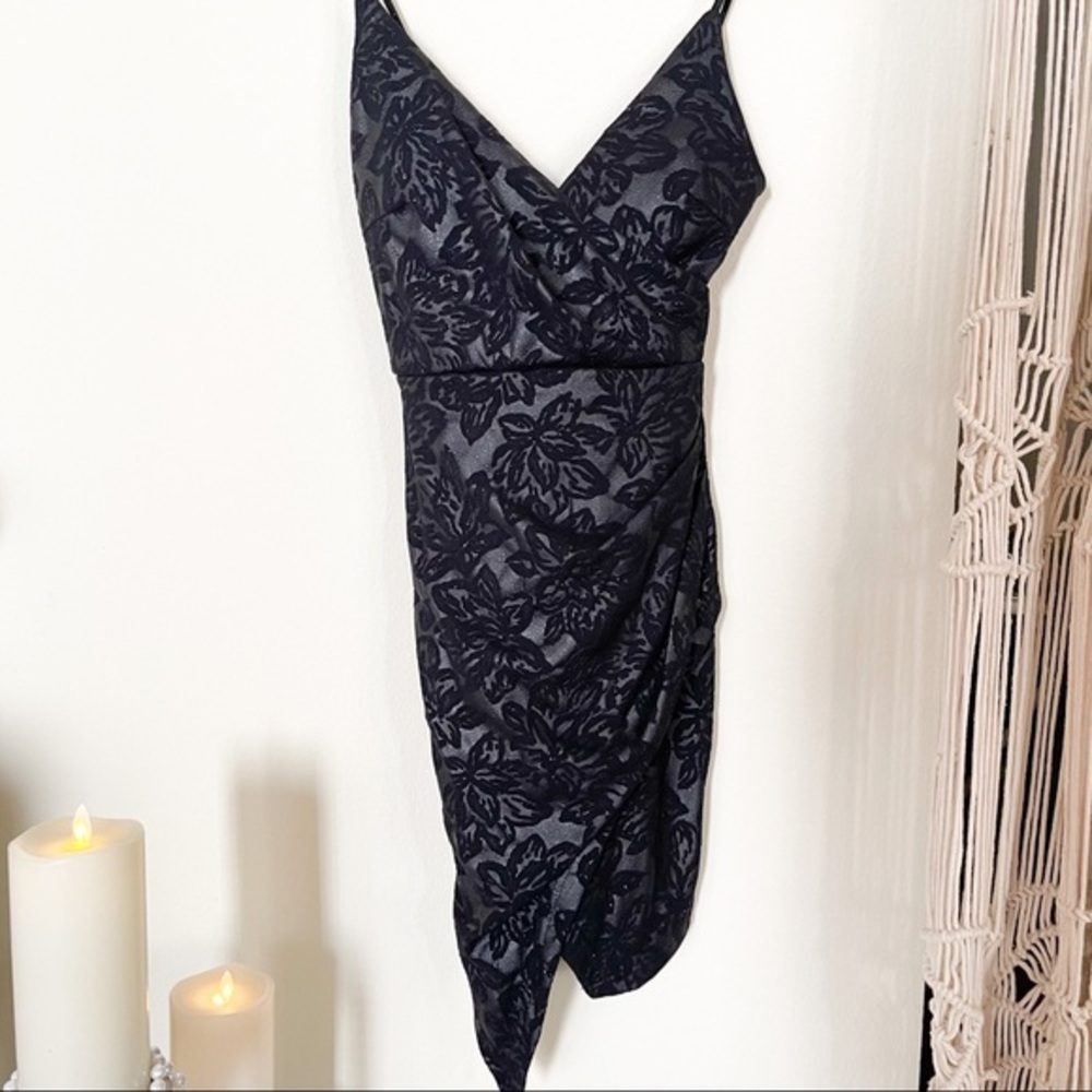 Papaya Asymmetric Sparkly Black Midi Dress